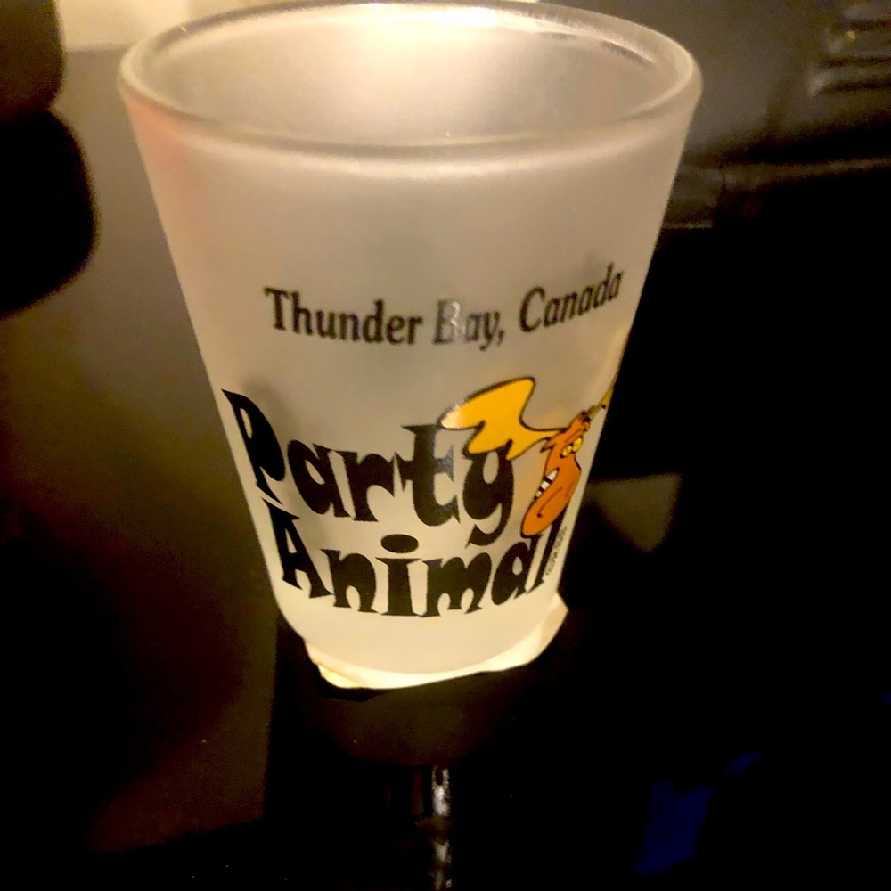 BNWT Solo souvenir frosted souvenir shot glass from Thunder Bay, Ontario!!